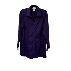 Chicos Size 3 Womens XL Shirt Top Purple No Iron Classic Hidden Button Tunic